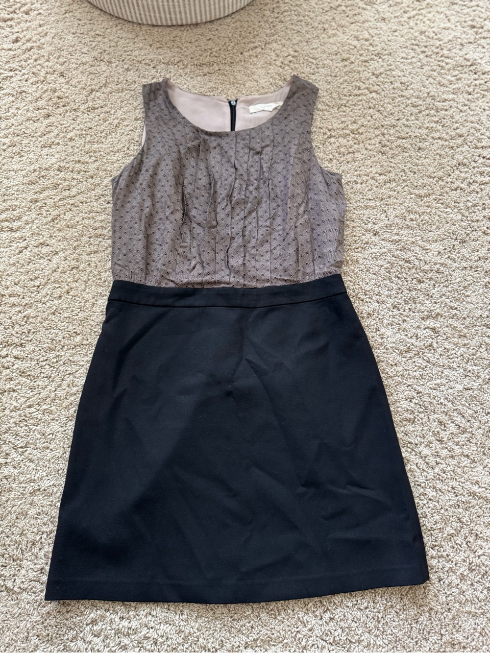 LOFT Two-Tone Sleeveless Pencil Skirt Dress in Black and Taupe